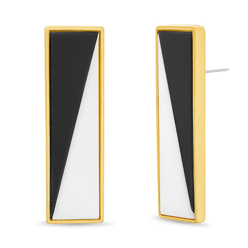 Black and White Rectangle Stud Earring